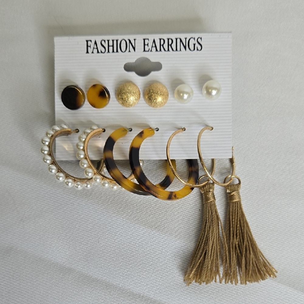 Fashion Jewelry Earring Set,‎ 6 Pairs, NEW